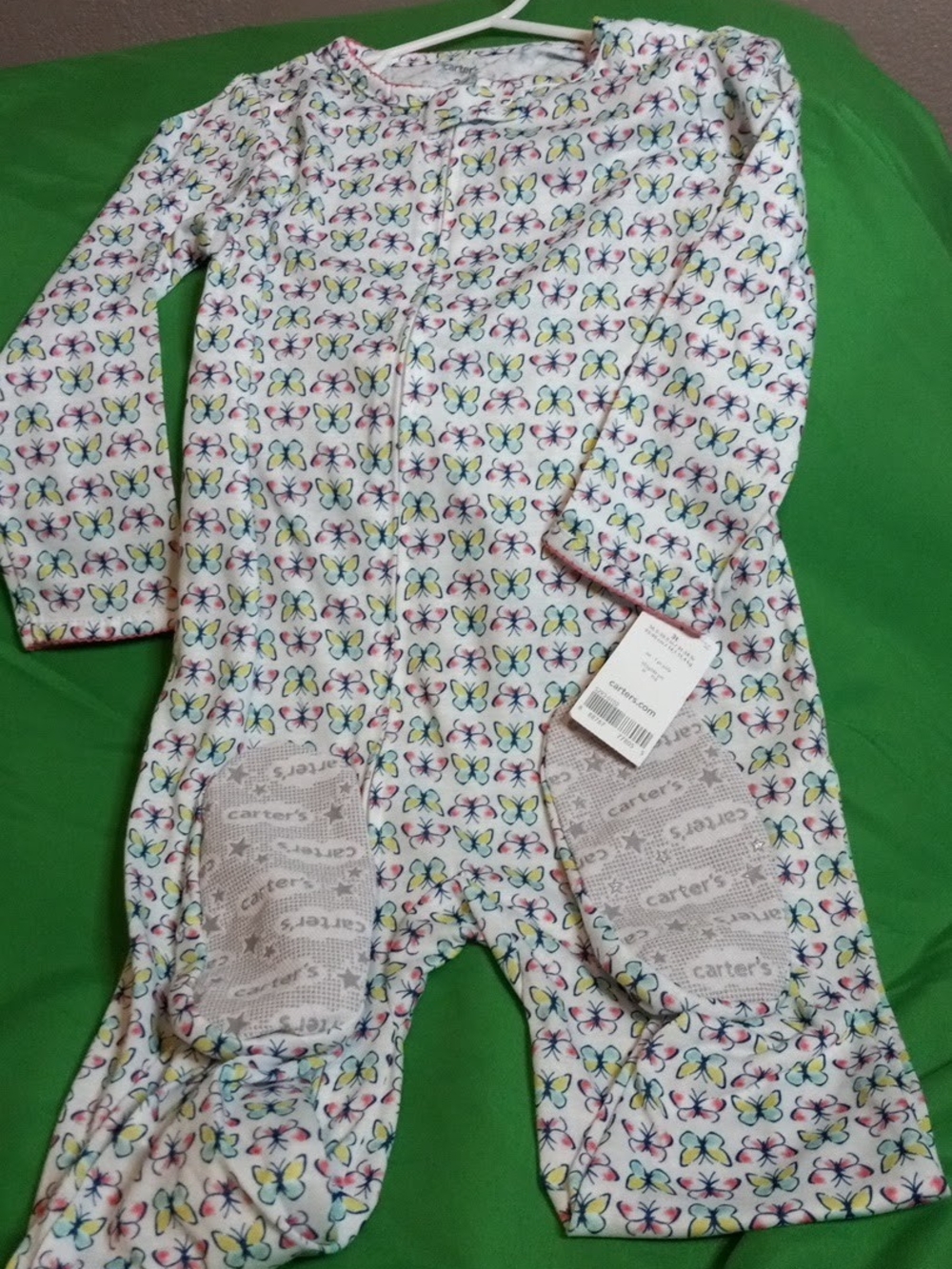 Carter's White Baby One-Piece Footed Pajamas with Multicolor Butterfly Print
